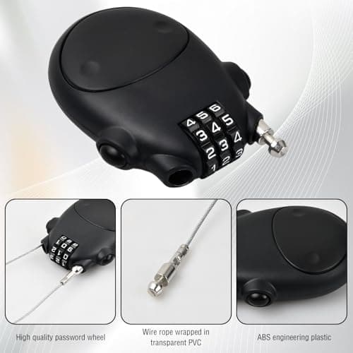 3 Digit Cable Combination Lock,50x70mm Luggage Locks with 75cm Retractable Cable,Black Mini Wire Combination Lock Padlocks,Security Password Lock for Bike Helmet Travel Suitcase Toolbox Lockers — view 4
