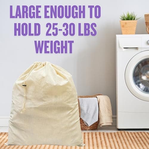 3-Pack 100% Cotton Storage Bags Breathable Dust Proof Drawstring Covers, Large 48cm X 60cm – Storage Bags Cover for Clothes, Travel, & Gifts (X-Large) — view 4
