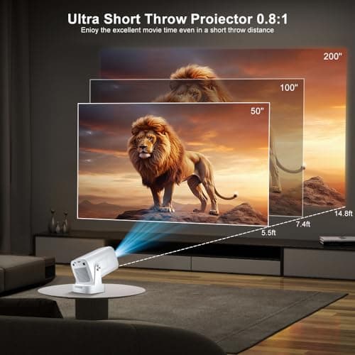 Salange Mini Projector for Bedroom [Short Throw & 2026 Upgrade],Native 1080P Mini Projector 4K & 8K Support,Auto Focus & Keystone,WiFi 6 Bluetooth 5.4,Android 14 Screen Mirroring for Outdoor Home — view 4