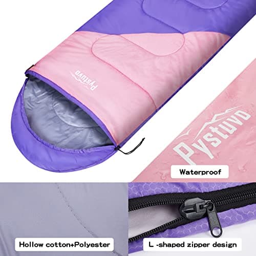 Pystuvo Sleeping Bag for Adults,4 Season Sleeping Bag,Lightweight,Waterproof Indoor & Outdoor Use,Purple+Pink — view 3