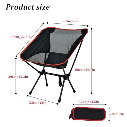 ruitao Trail Folding Camping Chair, Lightweight Outdoor Chair, Heavy Duty Tubular Steel Frame, Fast-Drying Polyester, Carry Bag, 100kg Capacity for Travel, Backpacking, Hiking, Picnics, Fishing — view 3