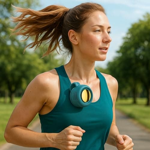 BRTNUP Silent Mini Bladeless Fan Portable Waist Clip Fan Rechargeable Hands-Free Belt Fans with 3 Speeds for Travel Office Shirt, Summer Gift for Outdoor Lovers (Green) — view 5