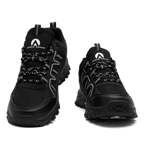ASOCO DREAM Hiking Shoes Mens Womens Walking Boots Lightweight Breathable Trekking Climbing Trainers Outdoor Backpacking Camping Sneaker,Black,8.5 UK — view 6