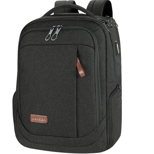 KROSER Laptop Backpack Large 17.3 Inch School Travel Computer Backpack for Laptop with USB Charging Port Water-Resistant Casual Daypack for Business College Work Bag Men Women, Black