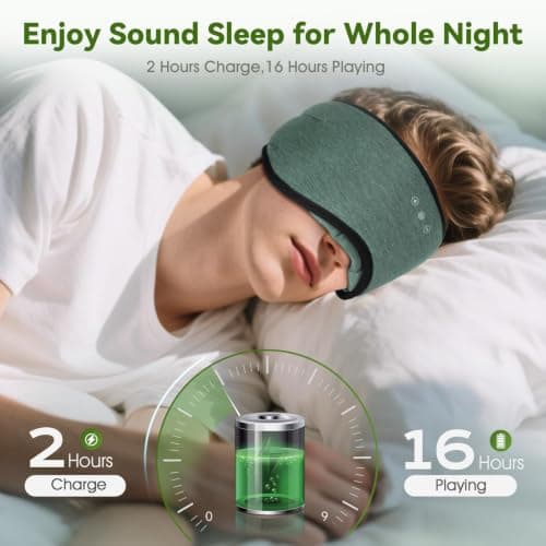 MUSICOZY Organic Bamboo Cotton Sleep Mask Headphones, 100% Blackout — view 5