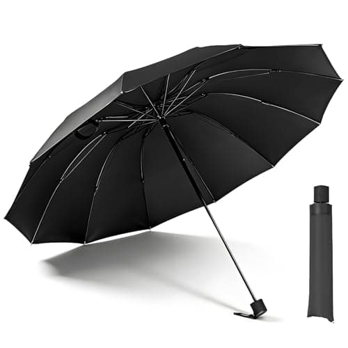 Lichamp 54-Inch Large Golf Umbrella 12 Rib Manual Open 3-Fold Compact Reverse Umbrella Folding Extra Large Oversized, Windproof & Rainproof & Sun Protection for 2–3 People, for Men Women Family