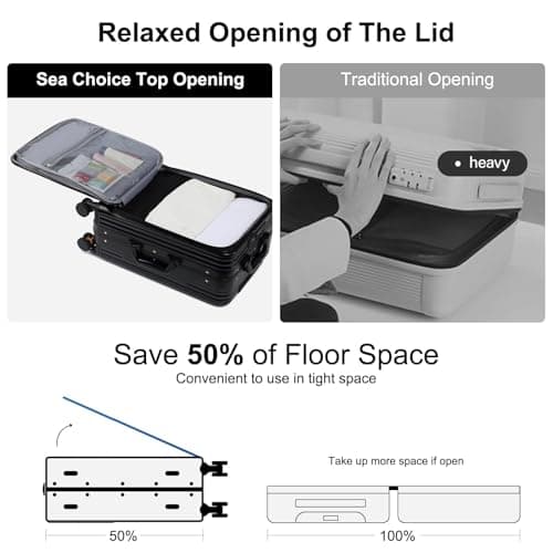 Sea choice Front Opening Luggage Suitcase Laptop Compartment PC Hard Shell Suitcase Top Opening Luggage Suitcase with USB Port Cupholder TSA Lock 4 Wheels — view 6