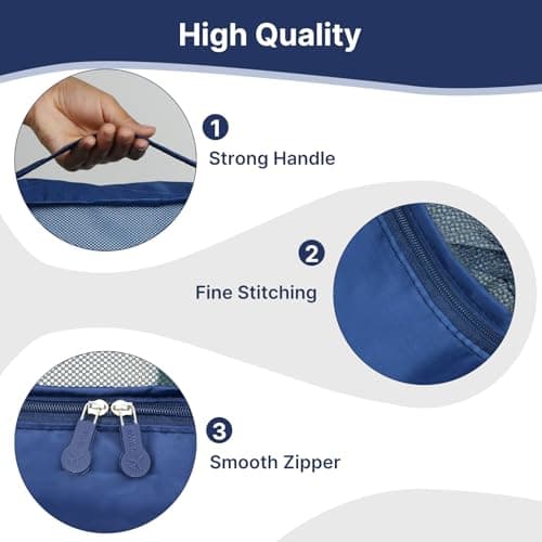 Extra Large Packing Cubes 6 PCS, 50x40x15CM Same Size Suitcase Organiser Bags, Mesh Packing Cubes for Suitcases Extra Large Set Only (Navy, 6 x XL) — view 5