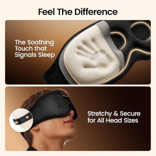 LC-dolida Bluetooth Sleep Mask Headphones Complete Blackout 3D Deep Eye Mask with Headphones Bluetooth V5.4 Can Play 15Hrs Breathable Eye mask with Earphones for Travel,Nap Sleeping,Shift Work — view 6