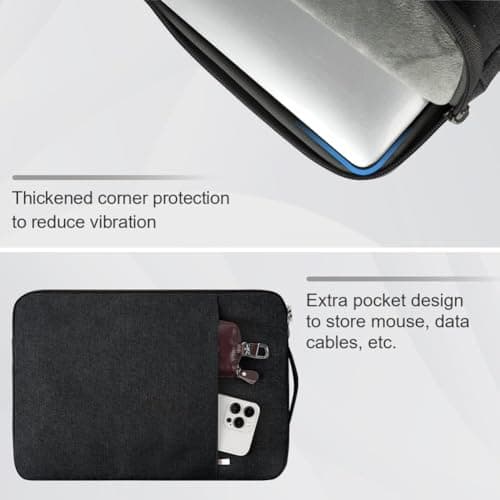 Flintronic Laptop Sleeve for 13 Inch, Portable Laptop Sleeve, Mens Lap-top Bag with Pockets and Compartments, Compatible with MacBook, Asus, Dell, HUAWEI 13 Inch Lap-top (Black) — view 4