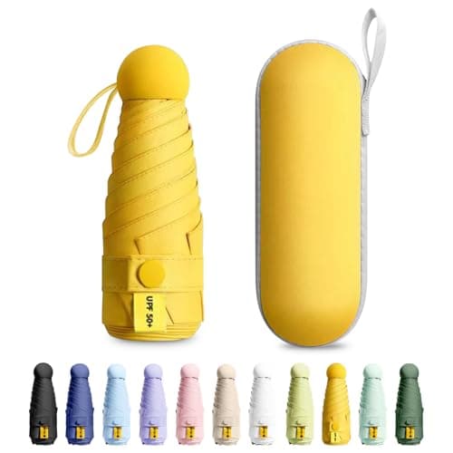 MPXEAVG Travel Umbrella, Handbag Umbrella, Mini Umbrellas with Case, for Women Handbag Size, Windproof Strong for Men Women (Yellow)