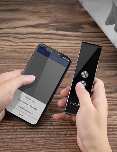 Voice Translator 144 Languages ​​Translation, Two Way Translation, Smart Voice Translator 99% Accuracy Rate Mobile Connection Synchronized Text Display for Translation (Black) — view 2