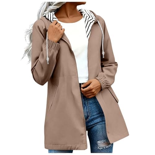 Womens Waterproof Jacket Lightweight Windbreaker Hooded Rain Coats