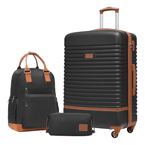 COOLIFE Suitcase Set, 3 Piece Luggage Sets with Travel Backpack & Wash Bag
