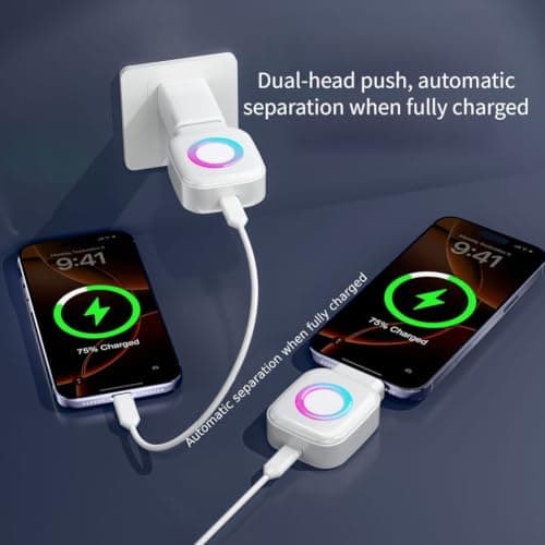 Evenoonest 140W Smart Charging Adapter with Auto Eject Technology, Dynamic Light Ring and Scratch-Resistant Pads, Travel Splitter for Devices(Black-2PCS) — view 2