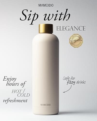 MAMEIDO Insulated Water Bottle 750 ml (Ivory Beige Gold) — view 2