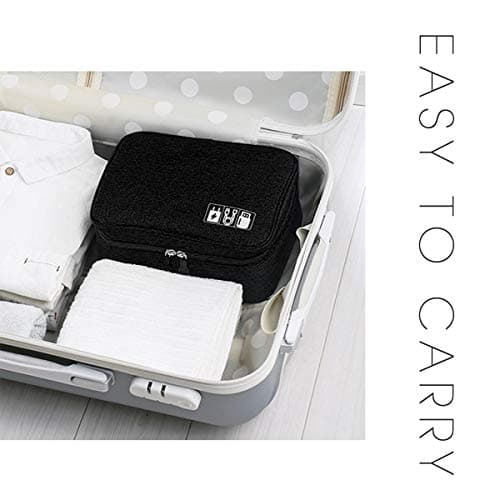 OrgaWise Travel Cable Organiser Bag, 2-Layer Tech Case, Black — view 2