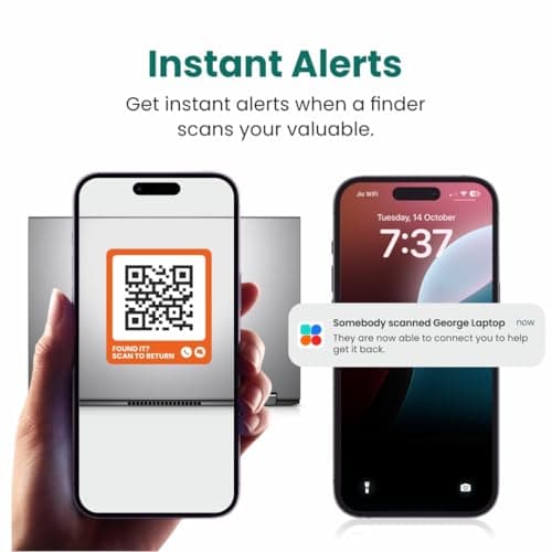 Letstrack Smart Tag Bundle - 6 Smart Sticker TAG and 2 TouchTAG | Works with Android & iOS | For Water Bottle, Helmet, Headphones, Passport laptops, tablets, Keys & Bags | Private Contact + Scan Alert — view 4