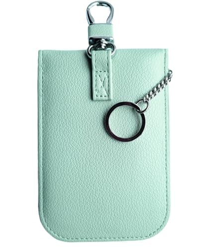RFID Signal Blocker Faraday Pouch for Car Keys, Gate Remote, Premium PU Leather, Jammer for Keyless Entry, Relay Attack Prevention, Anti-Theft Protection (Light Green) — view 2