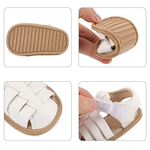 MASOCIO Baby Girl Boy Sandals Closed Toe Infant Toddler Girls Boys Summer First Walking Shoes Size 4 UK Child 12-18 Months White — view 5