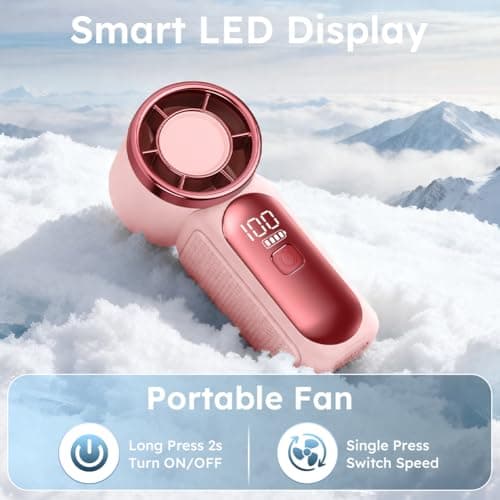 AUAUY Portable Handheld Mini Fan, 6 Adjustable Fan Speeds (Pink) — view 6