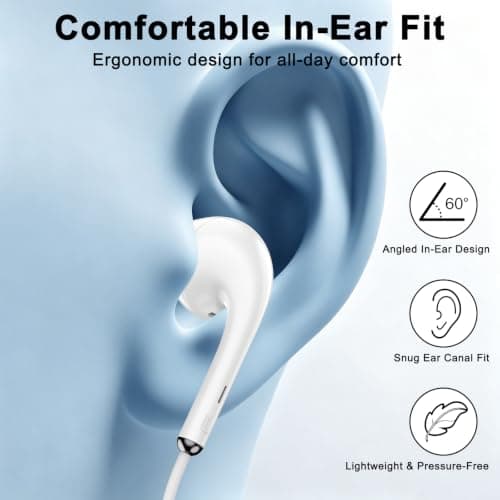 Wired Earbuds in-Ear Headphones, Earphones with Microphone, Corded for 3.5mm Jack Ear Buds for Samsung, Computer, Laptop, Kids, School Students, Women, Small Ear — view 6
