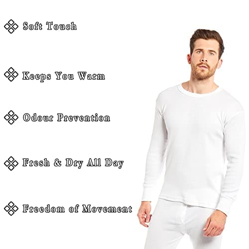 Heatwave® Pack of 2 Men's Thermal Long Sleeve Top, Warm Underwear Baselayer, S M L XL XXL Thermals, Large White — view 5
