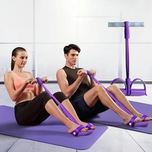 Foot Pedal Resistance Band 4 Tube Exercise Band for Home Workout Pilates — view 3