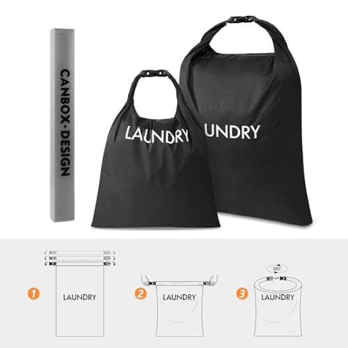 CANBOX 2 Pack Travel Laundry Bag, Nylon Washing Bags for Laundry, Black — view 6