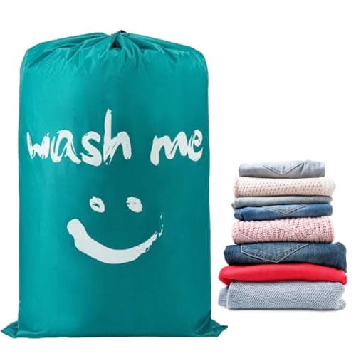 Kemay 1Pack Large Travel Laundry Bags, 24" x 36" Heavy Duty Dirty Clothes Bags with Drawstring, Machine Washable Reusable Laundry Hamper Liner for Home, Travel, Camping, University Dorm
