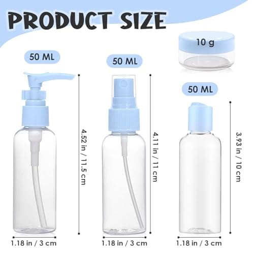 bellmeanin 9 Pcs Travel Bottle for Toiletries Set 50 ML (Blue) — view 2