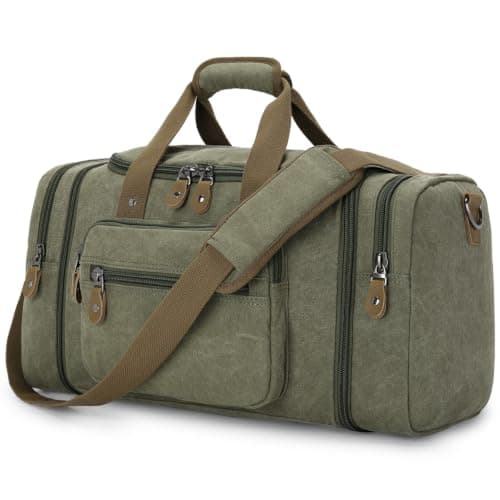 Gonex 50L Expandable Canvas Holdall for Men, Travel Duffle Overnight Bag