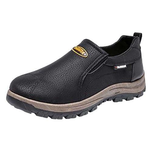 Mens Walking Shoes Non-Slip Travelling Mountain Climbing Trekking Hiking Ankle Boots Breathable Arch Support Leather Trainers Outdoor Low Rise Stable Backpacking Camping Sneakers Footwear (Black, 7)