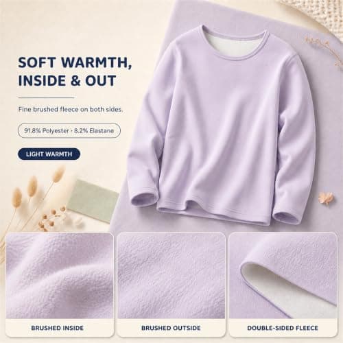 Baogaier Girls Thermal Tops Fleece Base Layer Winter Undershirt 7-8 Years — view 3