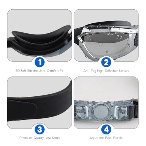 KUIZHEN Swimming Goggles, Swim Goggles Attached Ear Plugs — view 4