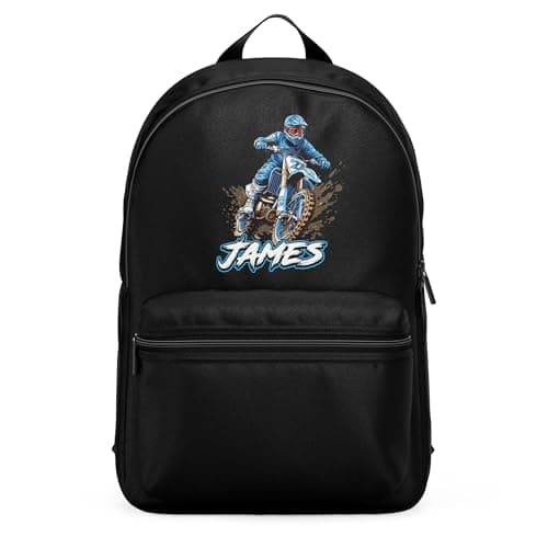 Purple Print House Personalised Dirtbike Mini Backpack For Kids Off Road Motorbikes Back To School Nursery Bag, One Size, Black