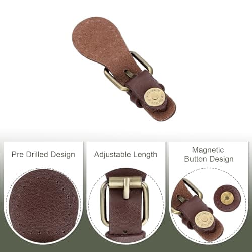 sourcing map 1 Pcs Leather Snap Buckles Snap Button Closure, Magnetic Snaps for Purses and Totes, Sew on Leather Closure Fasteners for Wallet Bags Making Supplies DIY Craft, Brown — view 3
