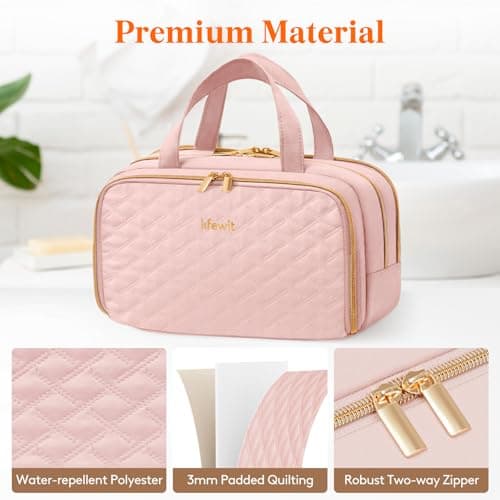 Lifewit Toiletry Bag for Women, Travel Wash Bag, Pink, Medium — view 6