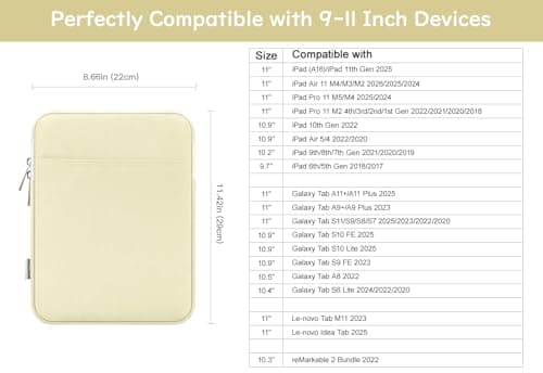 Dadanism 9-11 Inch Tablet Sleeve Bag Padded Carrying Case, Beige — view 2