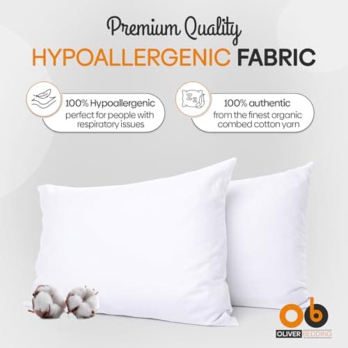 Oliver Bedding Pillows 4 Pack, Breathable Soft Poly Cotton Hotel Pillows — view 2