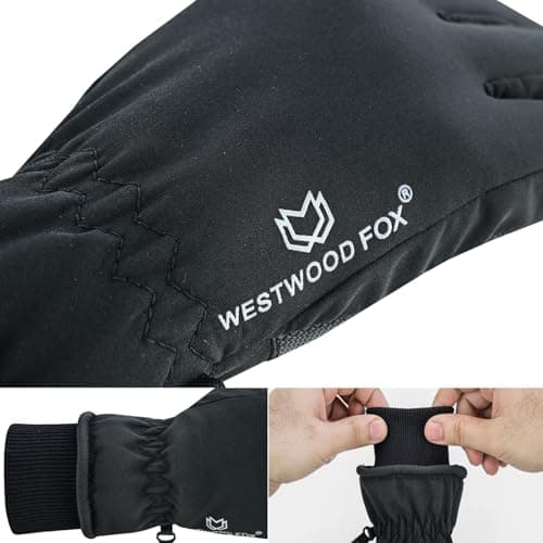 WESTWOOD FOX Waterproof Winter Gloves for Men - Windproof, Warm Ski Gloves with Touchscreen, Anti-Slip Grip for Cycling, Snowboarding, Hiking, Running, Driving & Outdoor Sports (Black, L) — view 3