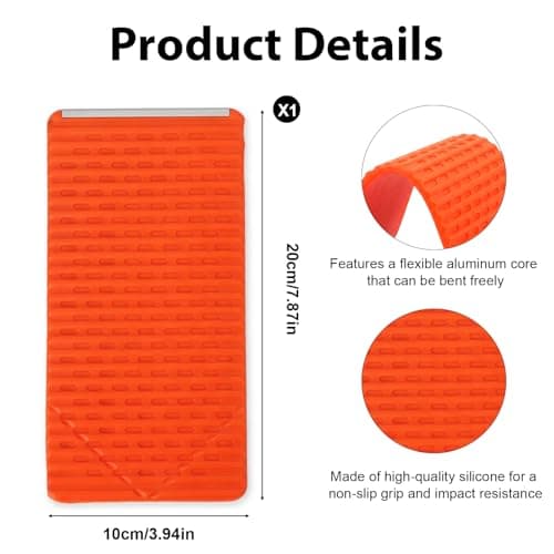 XAVURO Portable Foldable Silicone Phone Holder, Flexible Phone Stand for Desk, Adjustable Anti-Slip Mount, Bendable Freely Into Any Shape for Cell Phones, Mirror, Plane Travel (1, Orange) — view 2