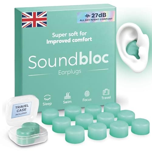 Soundbloc Earplugs™ Aurora (6 Pairs) – Reusable Super Soft Silicone Ear Plugs Noise Reduction for Sleep Focus Travel – Hearing Protection Swim Water Sports – Custom Fit 27dB Noise Cancelling
