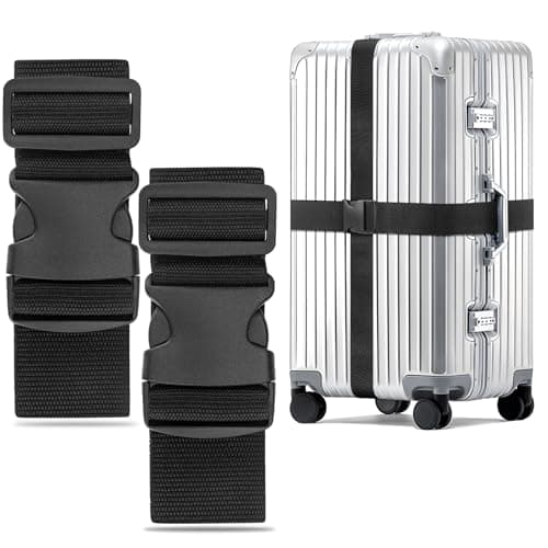 WISYOK Luggage Straps Extended, 2 Pack, 130-250cm Adjustable, Black