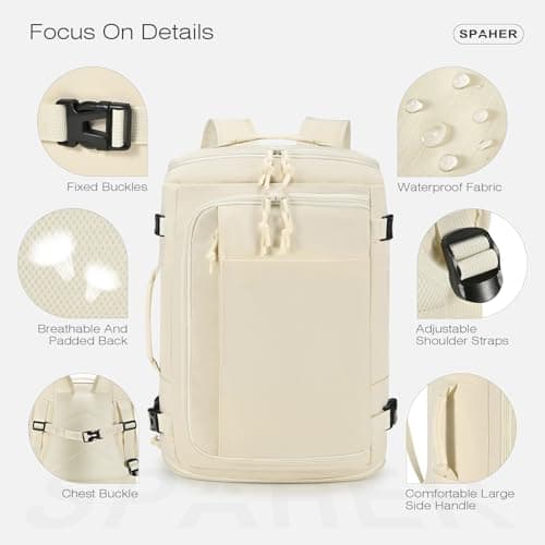 SPAHER Extendable Cabin Bag 40x30x15 British Airways to 40x30x20 Ryanair Underseat Travel Cabin Laptop Backpack with USB Charging Port Sport Backpack Men Women with Shoe Compartment and Wet Pockets — view 6