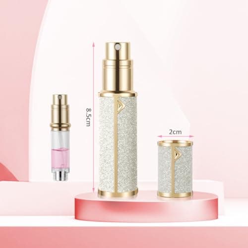LOPHE Perfume Travel Bottle, 5ML Luxurious Perfume Atomiser Refillable, Shining Perfume Spray Bottle, Easy to Refill Perfume Atomiser for Women Men (Shining Silver) — view 2