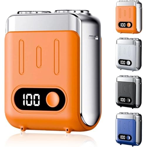 Mini Electric Razor for Men, 2025 New Portable Razors for Men IPX7 Waterproof, Type-C Fast Shavers Cordless Rechargeable, Beard Trimmer, Magnetic Double Head Shavers for Home or Travel (Orange)