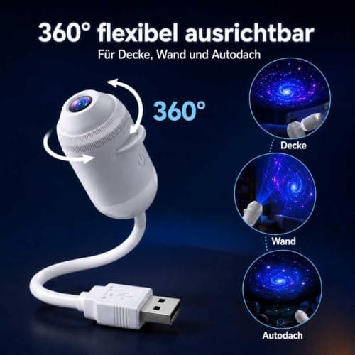 Galaxy Projector Night Light,2-in-1 5D HD Ceiling Star Projector,Plug and Play hd Star Smart Ceiling Projectors Lamp 360° Space Starry Sky USB Projection,for Bedroom,Living Room,Travel，12 Films — view 3