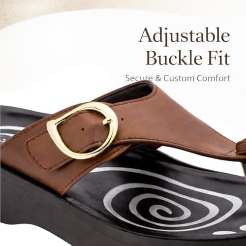 ShuCentre Aerosoft Safari Ladies Orthopaedic Lightweight Comfort Buckle Style Toe Post Mule Sandals (Brown, UK Footwear Size System, Adult, Women, Numeric, Medium, 7) — view 4