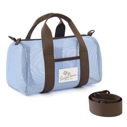 WANIXIA Mesh Shower Caddy Bag,Tote Mesh Beach Bag,Quick Dry Portable Tote Bags,Large-capacity Shoulder Storage Bage,Mesh Crossbody Bags,for the Beach,Shower,Swimming,Travel and Camping